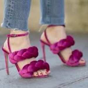 Burgundy Velvet Strappy Heels